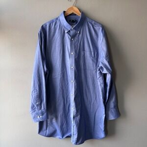 Lands End Mens Supima No Iron Oxford Shirt Blue Traditional Fit 18.5 36T